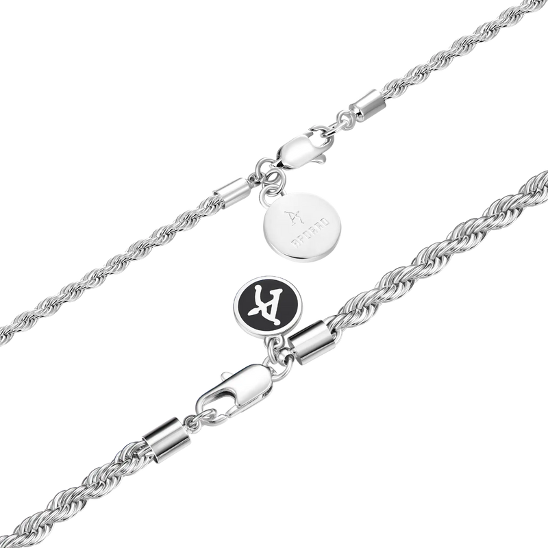 2.5mm Rope Chain + 4.5mm Rope Chain + Cross Pendant Bundle - APORRO