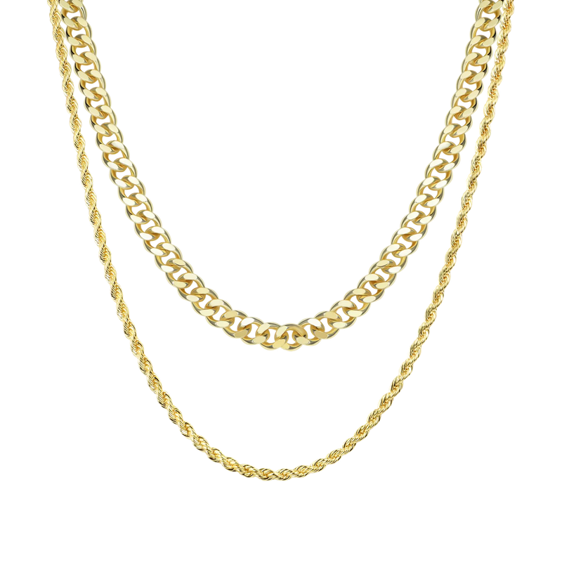 2.5mm Rope Chain + 5mm Cuban Link Bundle - APORRO