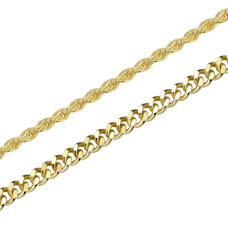 2.5mm Rope Chain + 5mm Cuban Chain Gift Set - APORRO