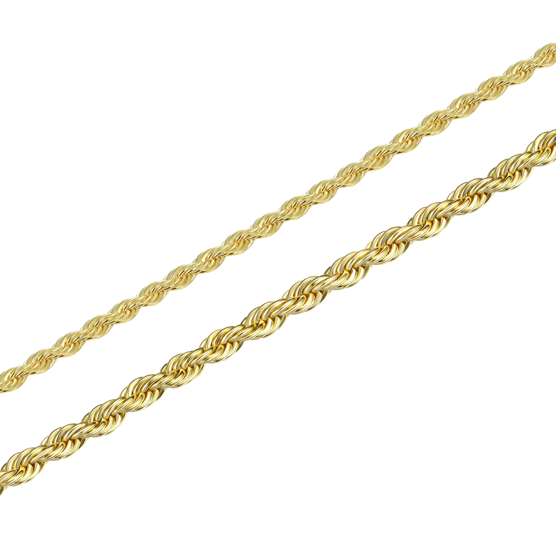 2.5mm Rope Chain + 4.5mm Rope Chain + Cross Pendant Bundle - APORRO