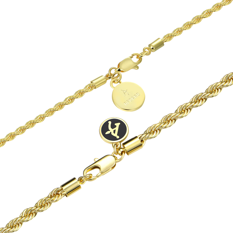 2.5mm Rope Chain + 4.5mm Rope Chain + Cross Pendant Bundle - APORRO