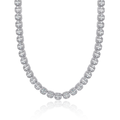 Moissanite Baguette Clustered Tennis Chain - 8mm