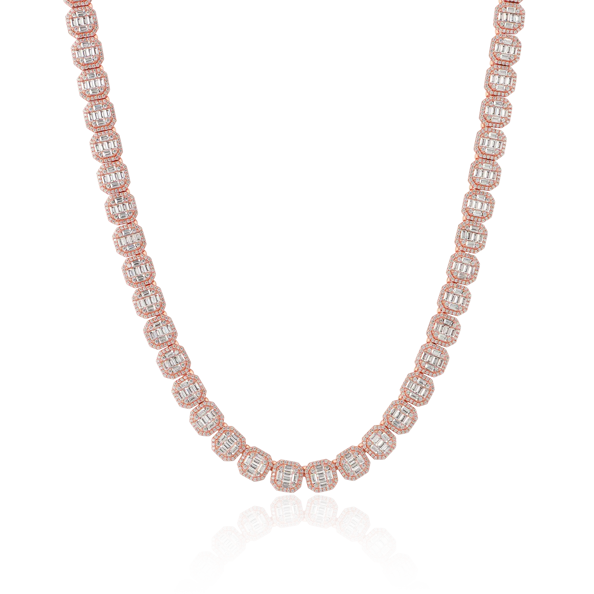 Baguette Tennis Chain Necklace【5mm】 SOLID 925 Sterling Silver Baguette Tennis Chain ICED Diamond