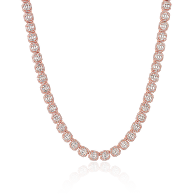 Moissanite Baguette Clustered Tennis Chain - 8mm