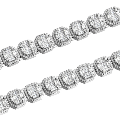 Moissanite Baguette Clustered Tennis Chain - 8mm