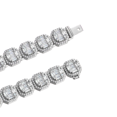 Moissanite Baguette Clustered Tennis Chain - 8mm