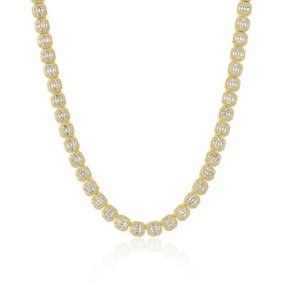 Moissanite Baguette Clustered Tennis Chain - 8mm