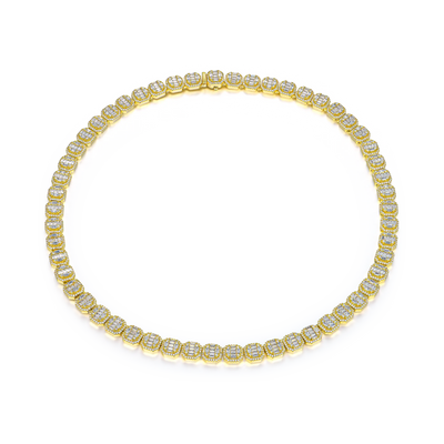 Baguette Clustered Tennis Chain - 8mm