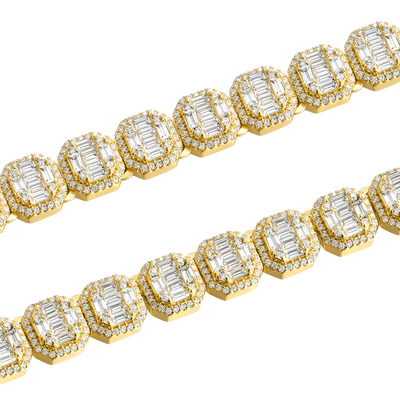 Moissanite Baguette Clustered Tennis Chain - 8mm