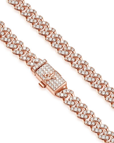 6mm Micro Round Cut Cuban Link Chain - Rose Gold