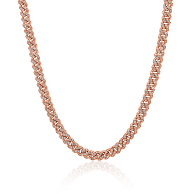 6mm Micro Round Cut Cuban Link Chain - Rose Gold