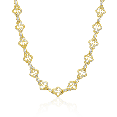 Moissanite Marquise Cut Mix Bottoni Cross Link Chain - 12mm
