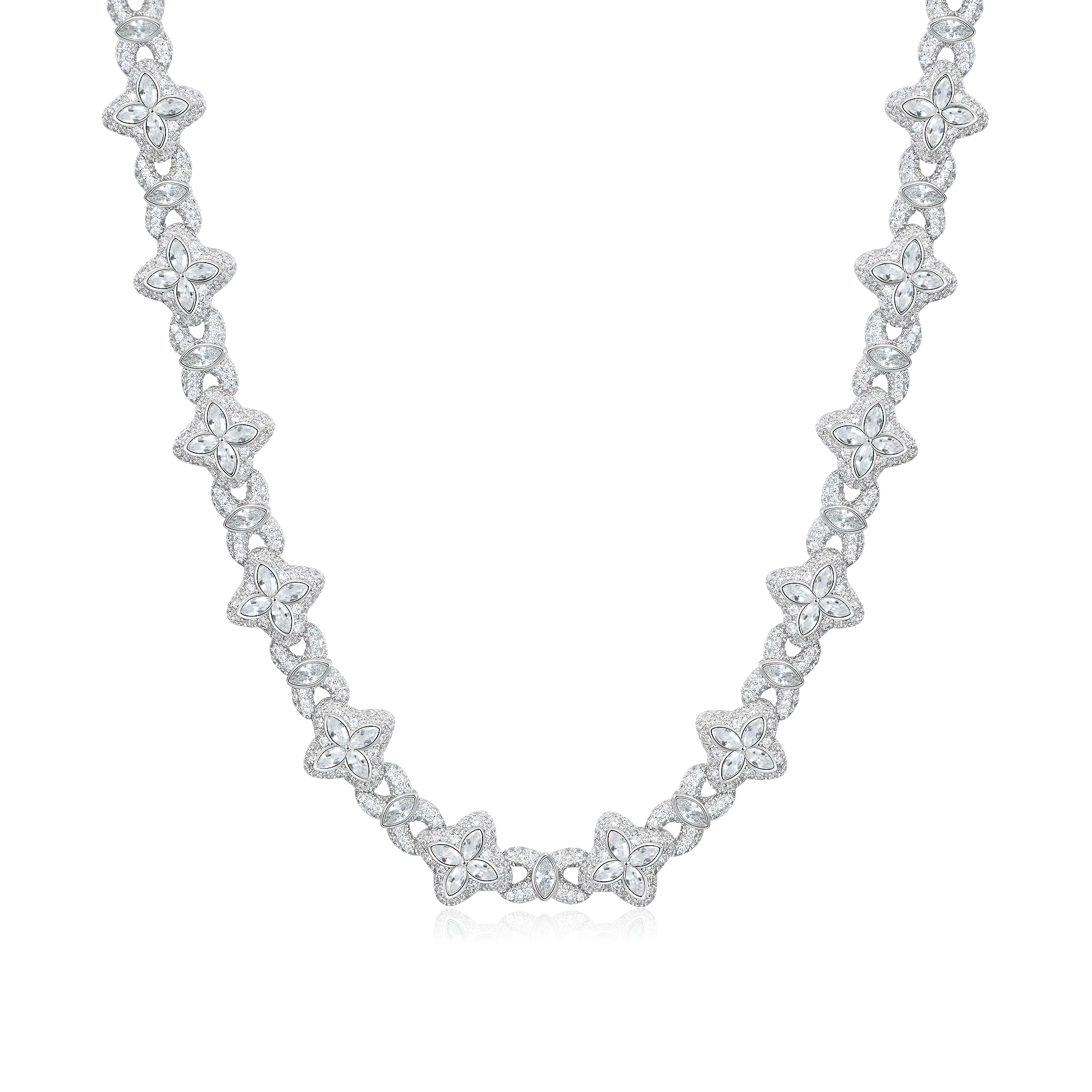 Moissanite Luminous Clover Necklace & Wallet Chain - White Diamond