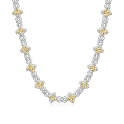 Iced Luminous Clover Necklace & Wallet Chain - Yellow Diamond