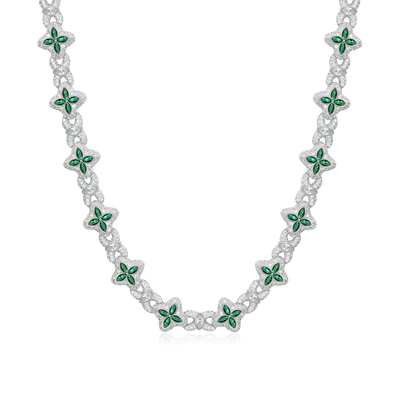 Iced Luminous Clover Necklace & Wallet Chain