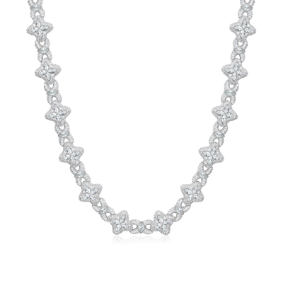 Moissanite Luminous Clover Necklace & Wallet Chain - White Diamond