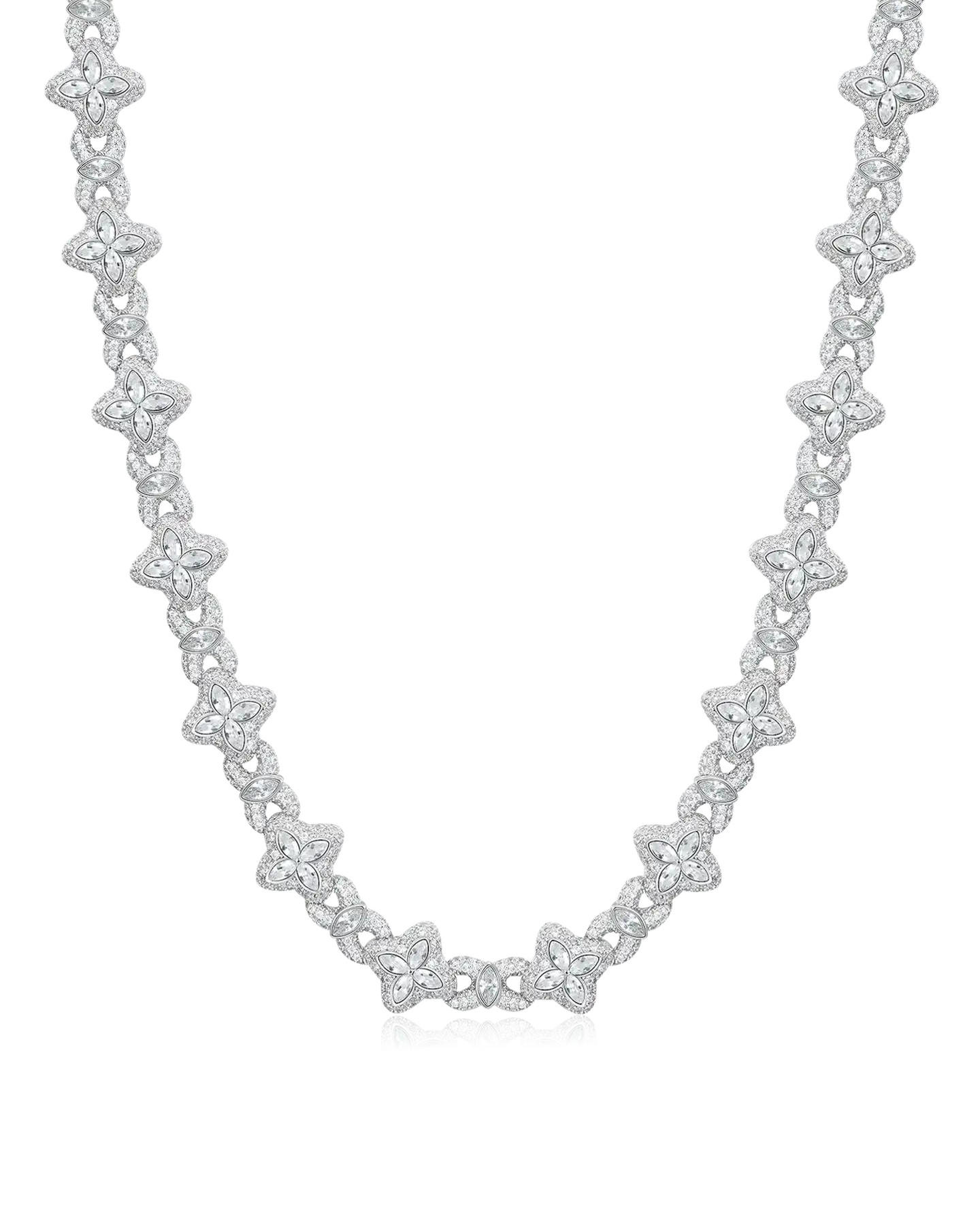 Moissanite Luminous Clover Necklace & Wallet Chain - White Diamond