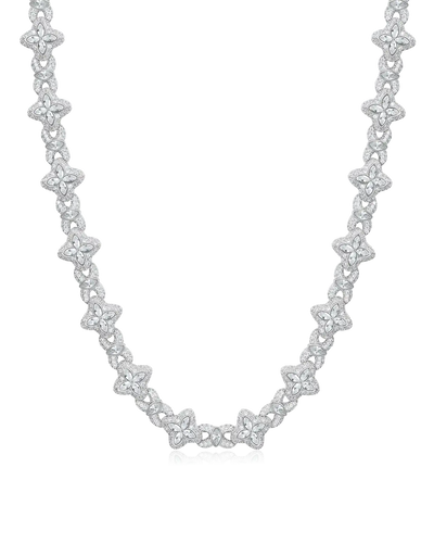 Iced Luminous Clover Necklace & Wallet Chain - White Diamond