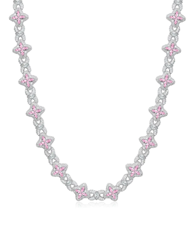Moissanite Luminous Clover Necklace & Wallet Chain - Pink Diamond