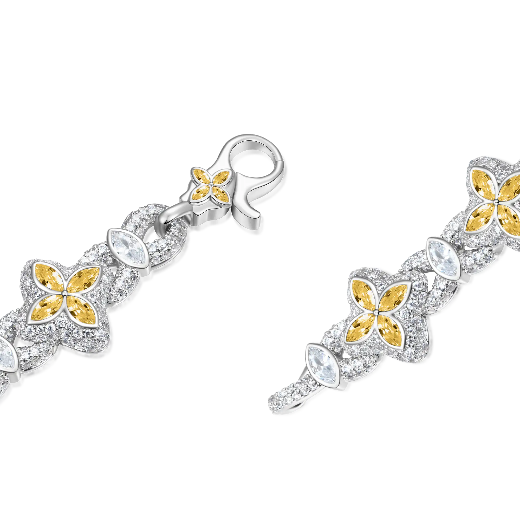 Iced Luminous Clover Necklace & Wallet Chain - Yellow Diamond