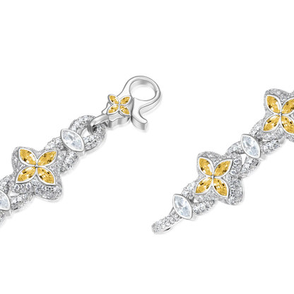 Iced Luminous Clover Necklace & Wallet Chain - Yellow Diamond