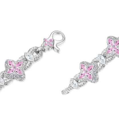 Iced Luminous Clover Necklace & Wallet Chain - Pink Diamond
