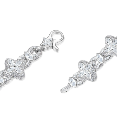Iced Luminous Clover Pendant & Chain Set - White Diamond
