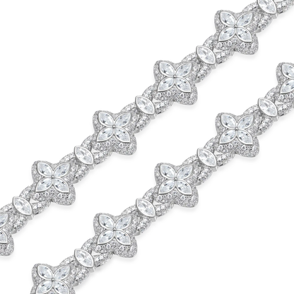 Iced Luminous Clover Necklace & Wallet Chain - White Diamond