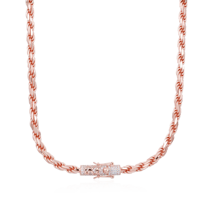S925 Rope Chain With Moissanite Clasp - 6mm