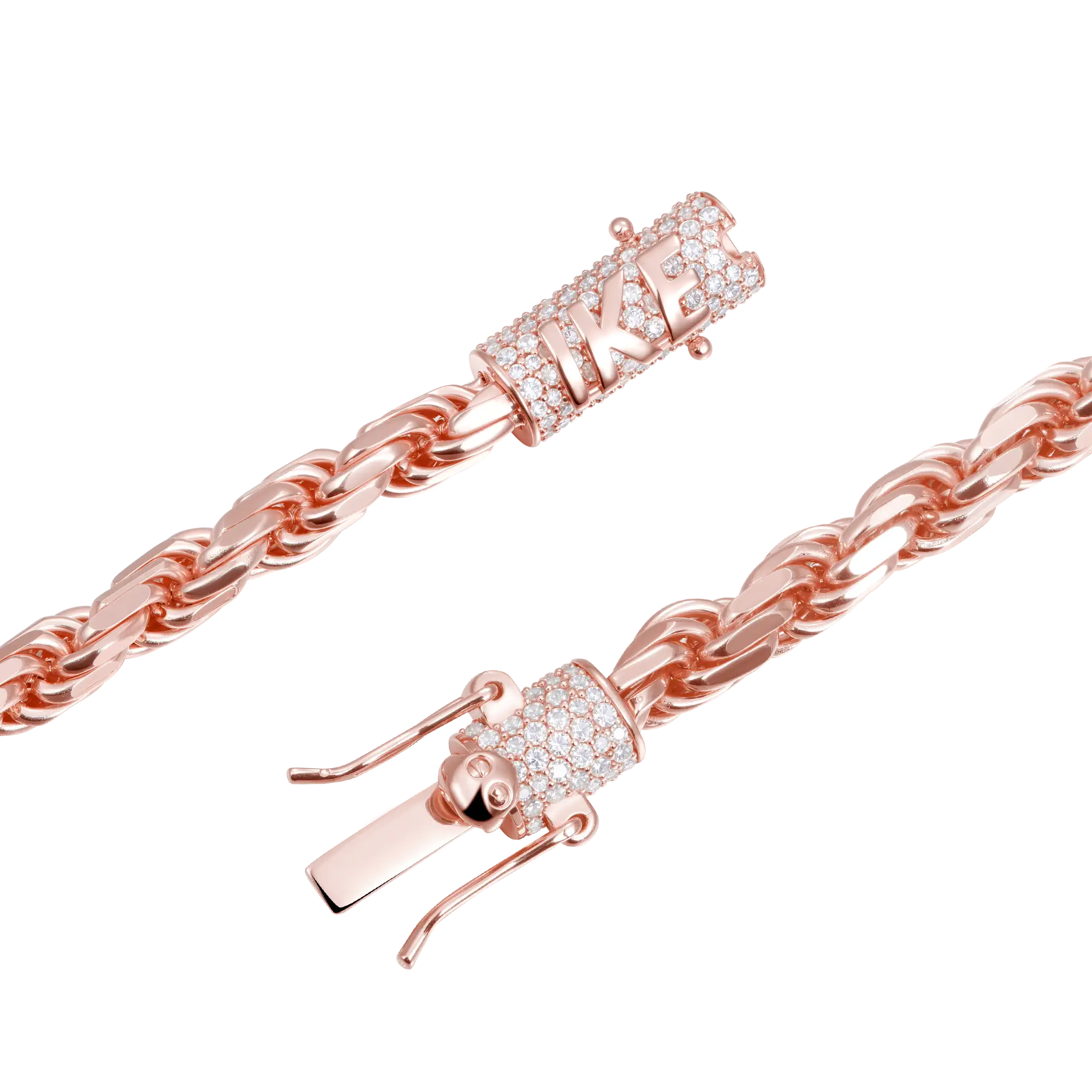 S925 Rope Chain With Moissanite Clasp - 6mm