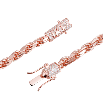 S925 Rope Chain With Moissanite Clasp - 6mm