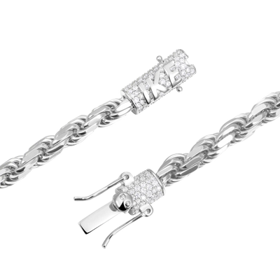 S925 Rope Chain With Moissanite Clasp - 6mm