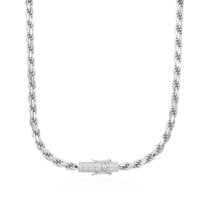 S925 Rope Chain With Moissanite Clasp - 6mm