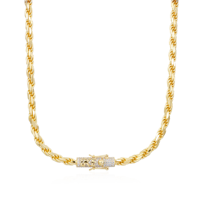 S925 Rope Chain With Moissanite Clasp - 6mm