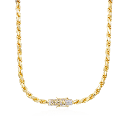 S925 Rope Chain With Moissanite Clasp - 6mm