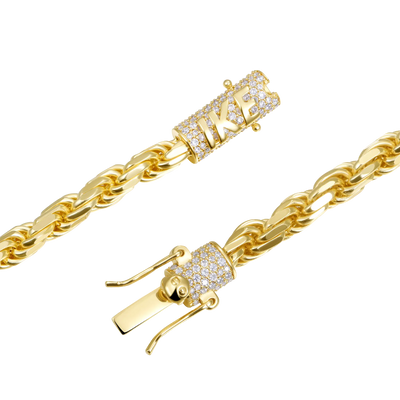 S925 Rope Chain With Moissanite Clasp - 6mm
