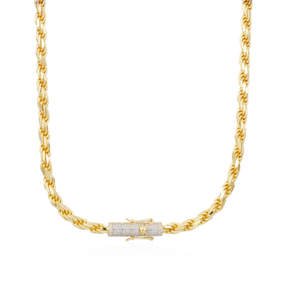 S925 Rope Chain With Moissanite Clasp - 6mm