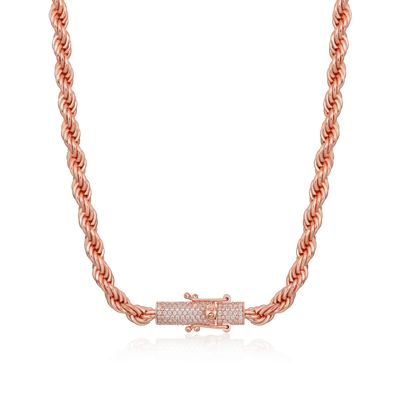 Rope Chain With Iced Clasp - 6mm