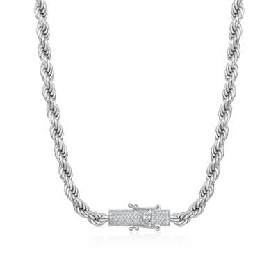 Rope Chain With Iced Clasp - 6mm