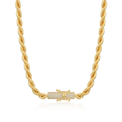 Rope Chain With Iced Clasp - 6mm