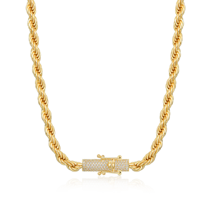 Moissanite Rope Chain With Iced Clasp - 6mm
