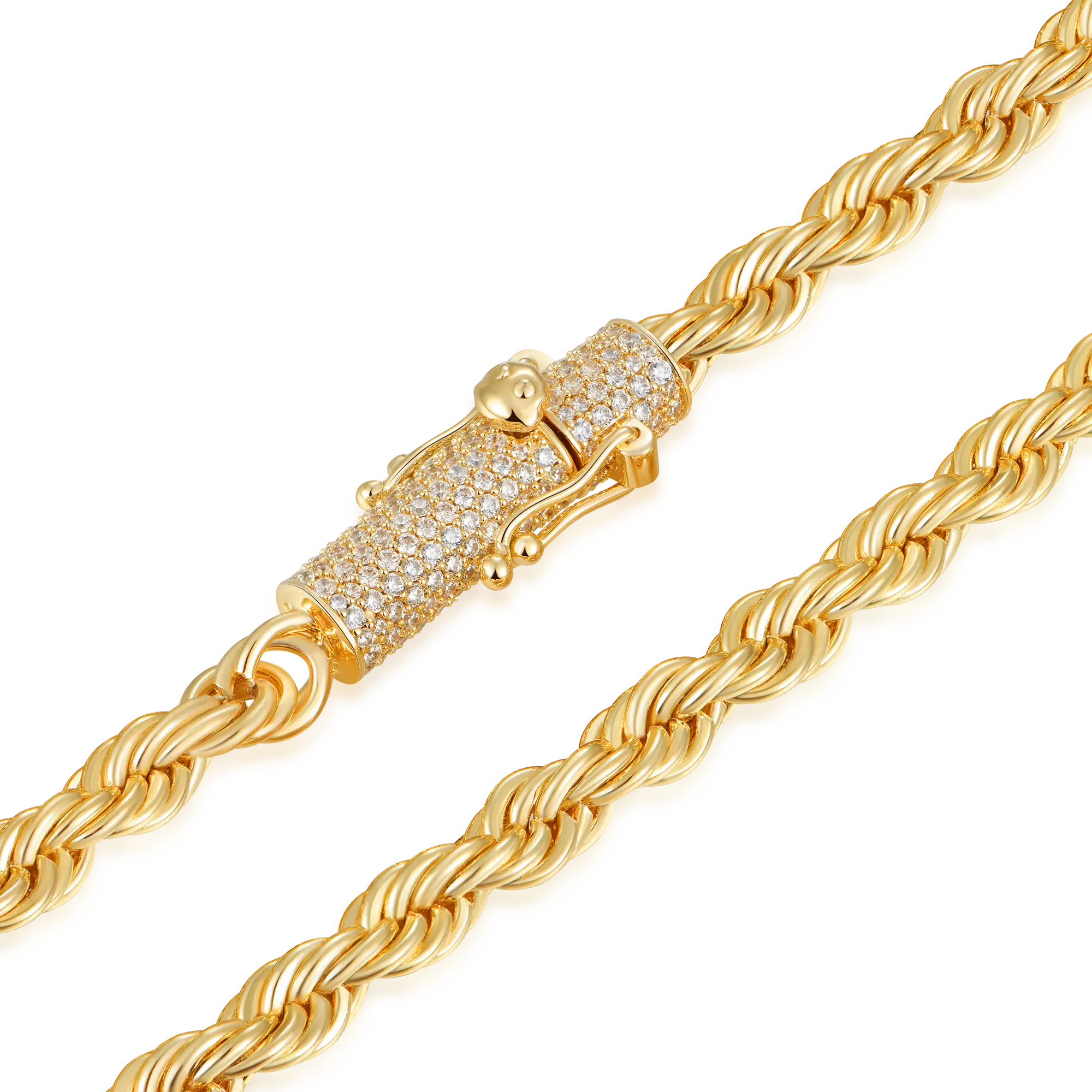 Moissanite Rope Chain With Iced Clasp - 6mm
