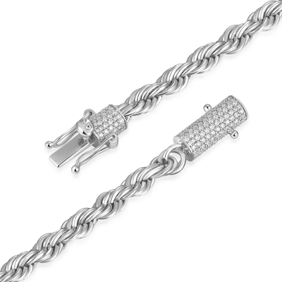 Rope Chain With Iced Clasp - 6mm