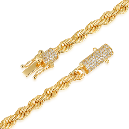 Moissanite Rope Chain With Iced Clasp - 6mm