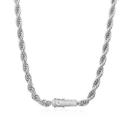 Rope Chain With Iced Clasp - 10mm