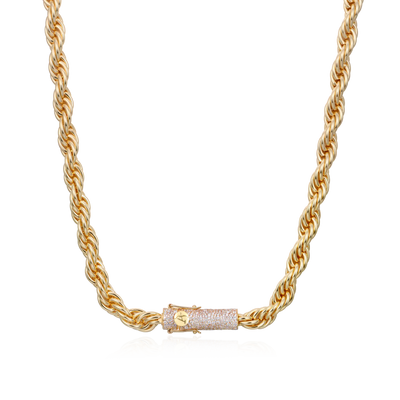 Rope Chain With Iced Clasp - 10mm