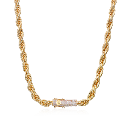 Rope Chain With Iced Clasp - 10mm