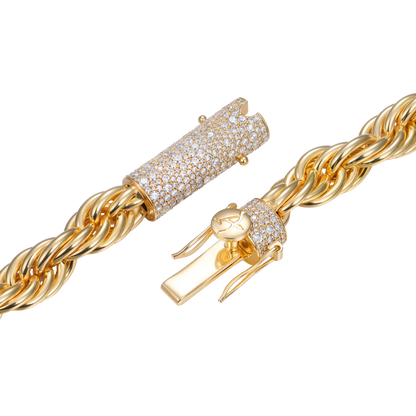 Rope Chain With Iced Clasp - 10mm