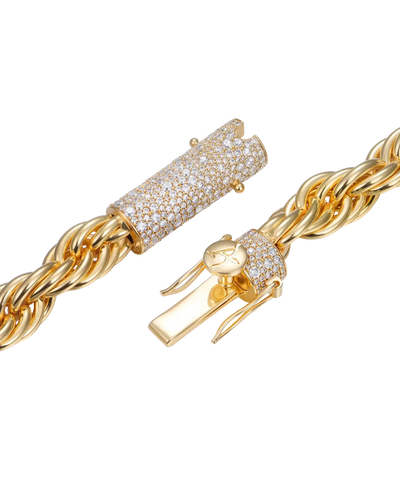 Rope Chain With Iced Clasp - 10mm