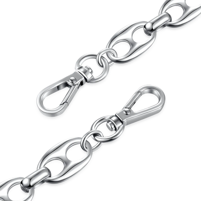 18K White Gold Thorned Cuban & G-Link Wallet Chain Bundle - Pants